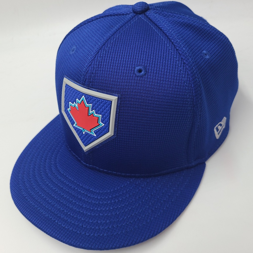 Toronto Blue Jays Hat Fitted 7 5/8 New Era 59Fifty Blue Red MLB Maple Leaf Logo